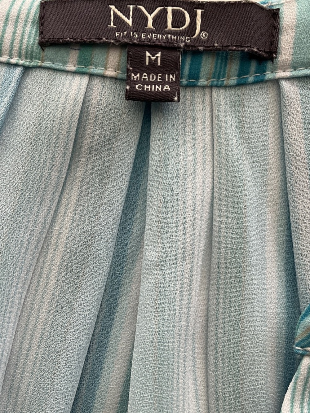 NYDJ Blue & White Striped Split-Neck Blouse - Picture 4 of 4